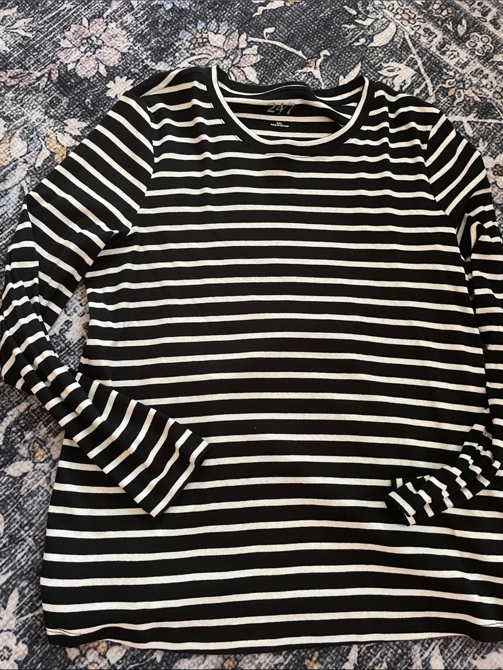 Maurices 24/7 Black and White Striped Long-Sleeve Tee